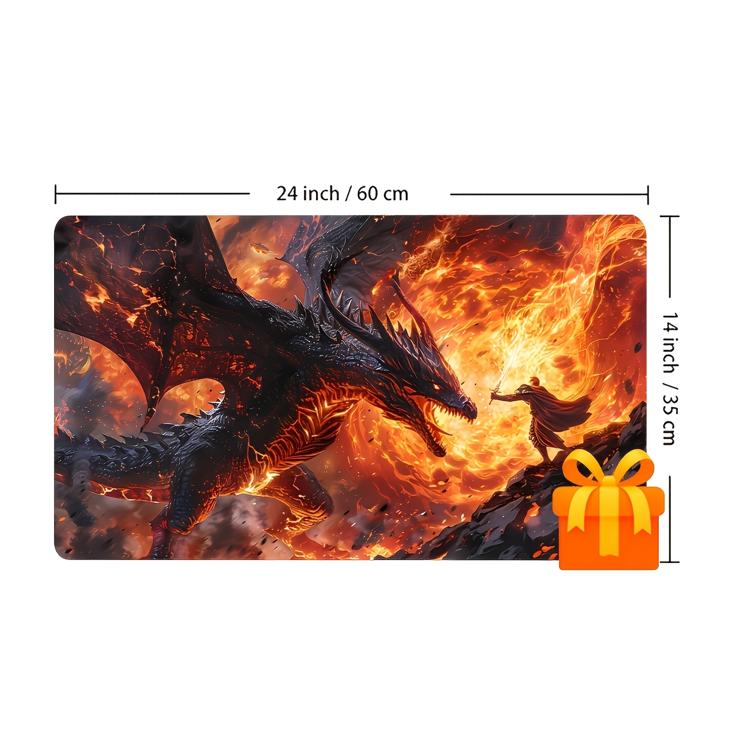 Fiery Dragon Playmat with Non-Slip Rubber Base